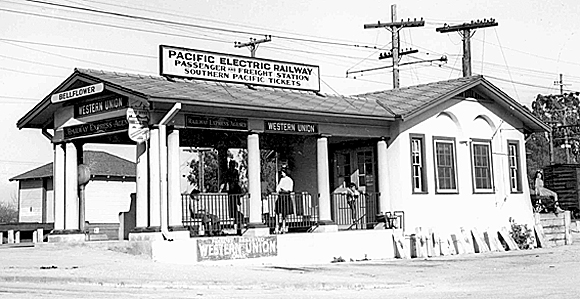 Pacific Electric Railway Depot, Bellflower, 1927
